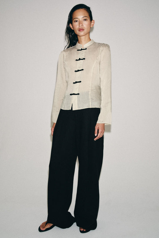 Pantalon taille haute en lin ZW Collection