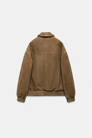 Veste oversize en cuir suédé ZW Collection Édition limitée