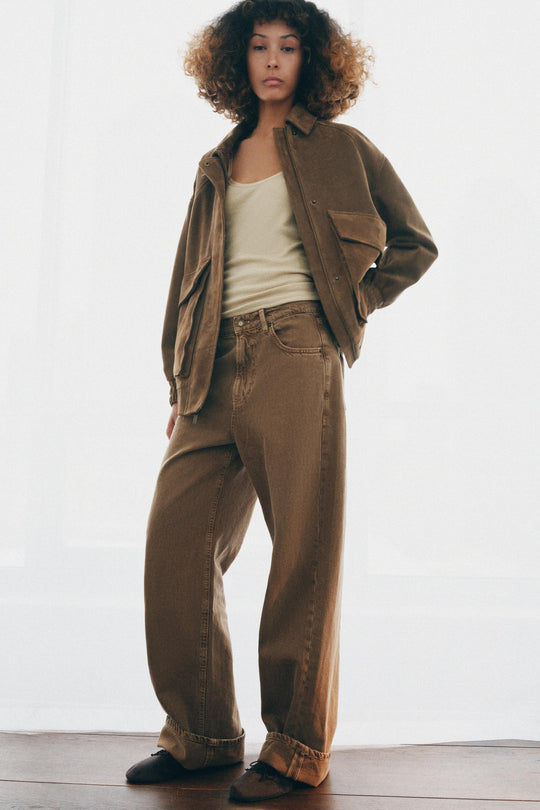 Veste oversize en cuir suédé ZW Collection Édition limitée