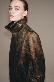 Veste biker 100 % cuir ZW Collection Édition limitée