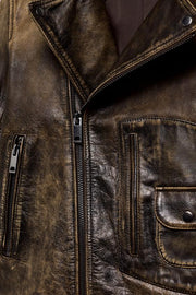Veste biker 100 % cuir ZW Collection Édition limitée