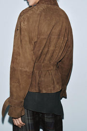 Trench court 100 % cuir suédé ZW Collection Édition limitée