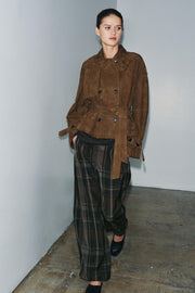 Trench court 100 % cuir suédé ZW Collection Édition limitée