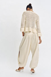 Pantalon bouffant à lien noué