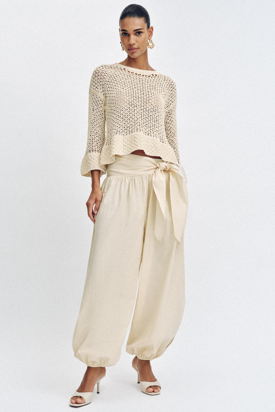 Pantalon bouffant à lien noué