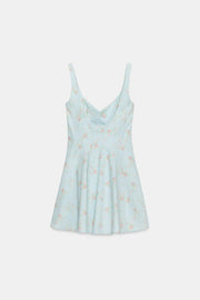 Robe courte en popeline à fleurs