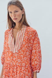 Robe caftan en ramie à fleurs Édition limitée