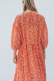 Robe caftan en ramie à fleurs Édition limitée