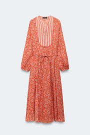 Robe caftan en ramie à fleurs Édition limitée