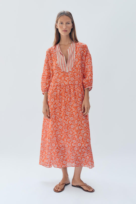 Robe caftan en ramie à fleurs Édition limitée