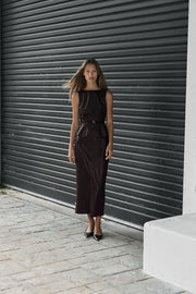 Jupe midi effet cuir