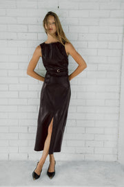 Jupe midi effet cuir
