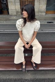 Top en maille à manches bouffantes