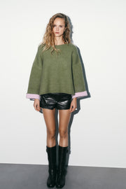 Pull en maille contrastée