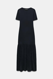 Robe longue en maille contrastée