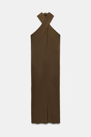 Robe midi dos-nu en maille
