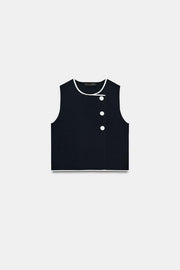 Top en maille à boutons contrastés