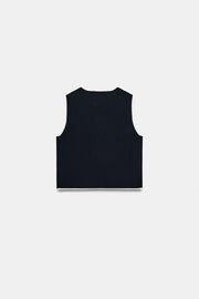 Top en maille à boutons contrastés