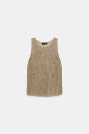Top en maille ajourée 100 % lin