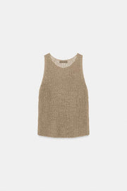 Top en maille ajourée 100 % lin