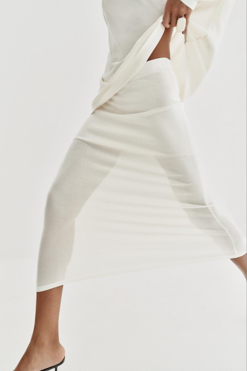Jupe midi en maille fine
