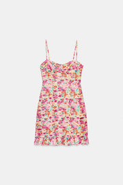 Robe mini drapée à imprimé floral