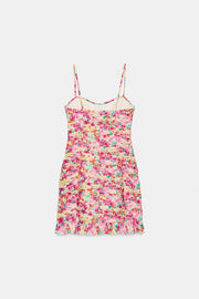 Robe mini drapée à imprimé floral