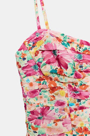 Robe mini drapée à imprimé floral