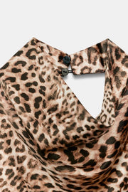 Top dos-nu satiné imprimé animalier