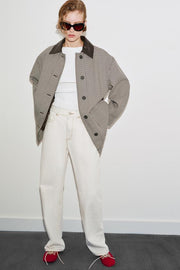 Veste pied-en-poule finitions effet cuir