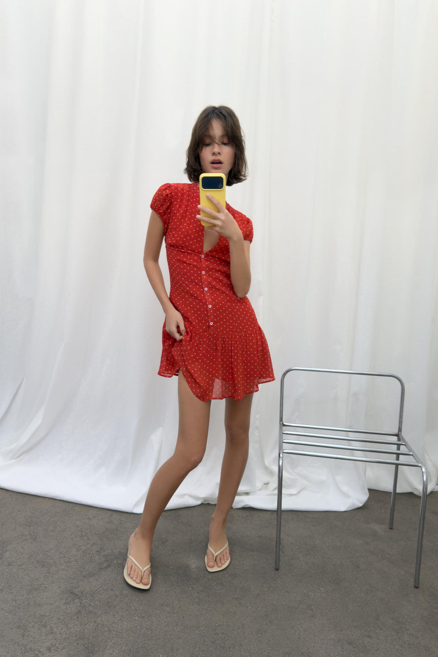 Robe courte à pois