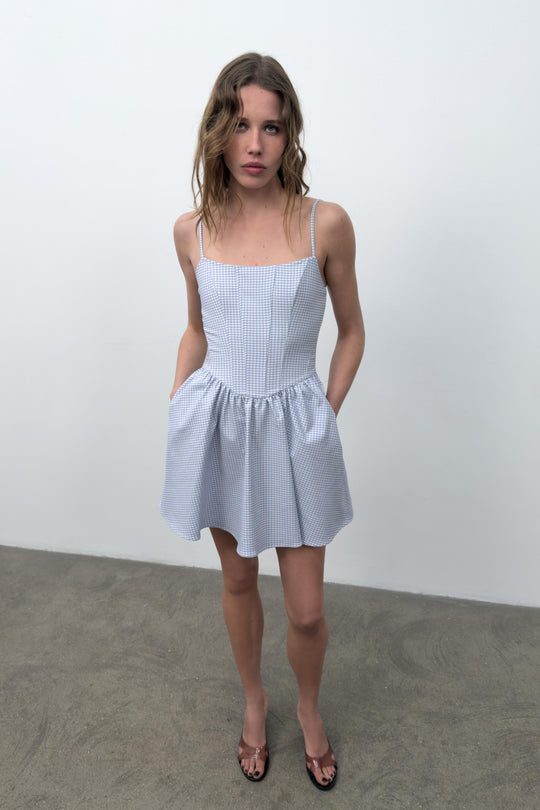 Robe corset à volume et carreaux vichy