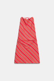 Robe dos-nu drapée à rayures