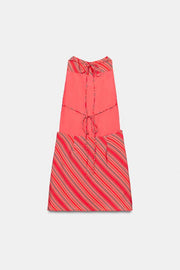 Robe dos-nu drapée à rayures