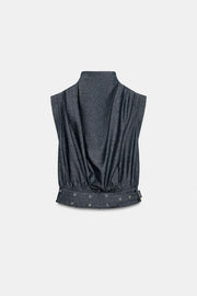 Top en lin à boucle et clous