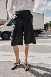 Bermuda long effet cuir