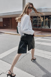 Bermuda long effet cuir
