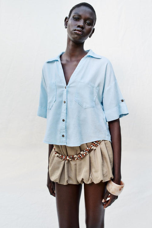 Chemise courte en lin