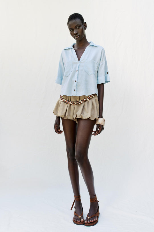 Chemise courte en lin