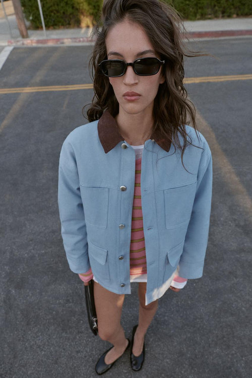 Blouson matelassé à col contrasté