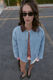 Blouson matelassé à col contrasté
