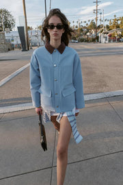 Blouson matelassé à col contrasté