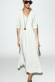 Robe midi à manches bouffantes