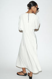 Robe midi à manches bouffantes