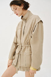 Blouson long à col montant