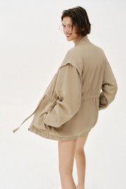 Blouson long à col montant