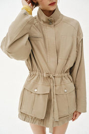 Blouson long à col montant