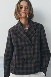 Veste croisée à carreaux ZW Collection