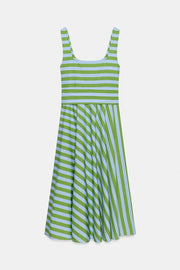 Robe midi à rayures avec ceinture