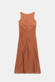 Robe midi à dos ouvert à rayures